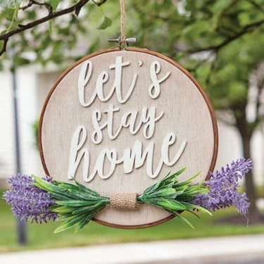 Let's Stay Home Lavender Sampler Sign - The Fox Decor